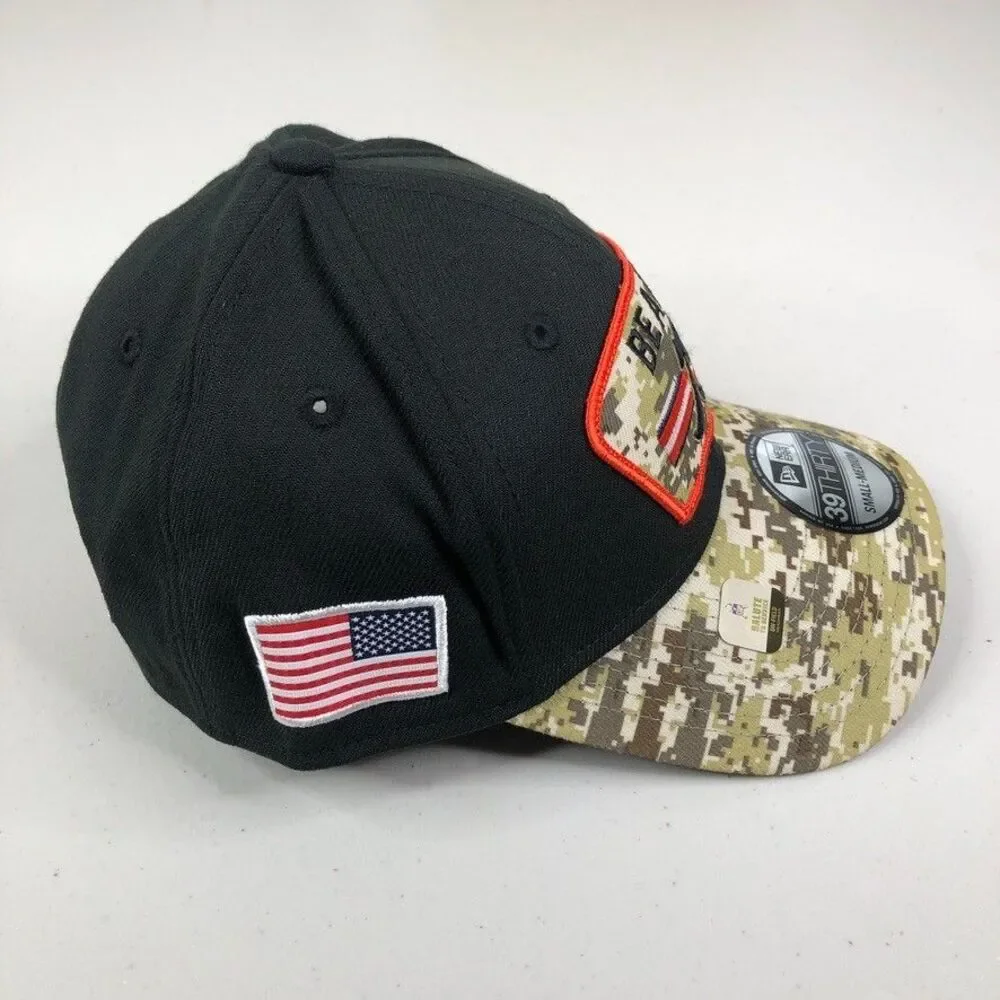 New Era Chicago Bears Salute To Service Hat Cap 39Thirty Flex S/M Black Camo NWT